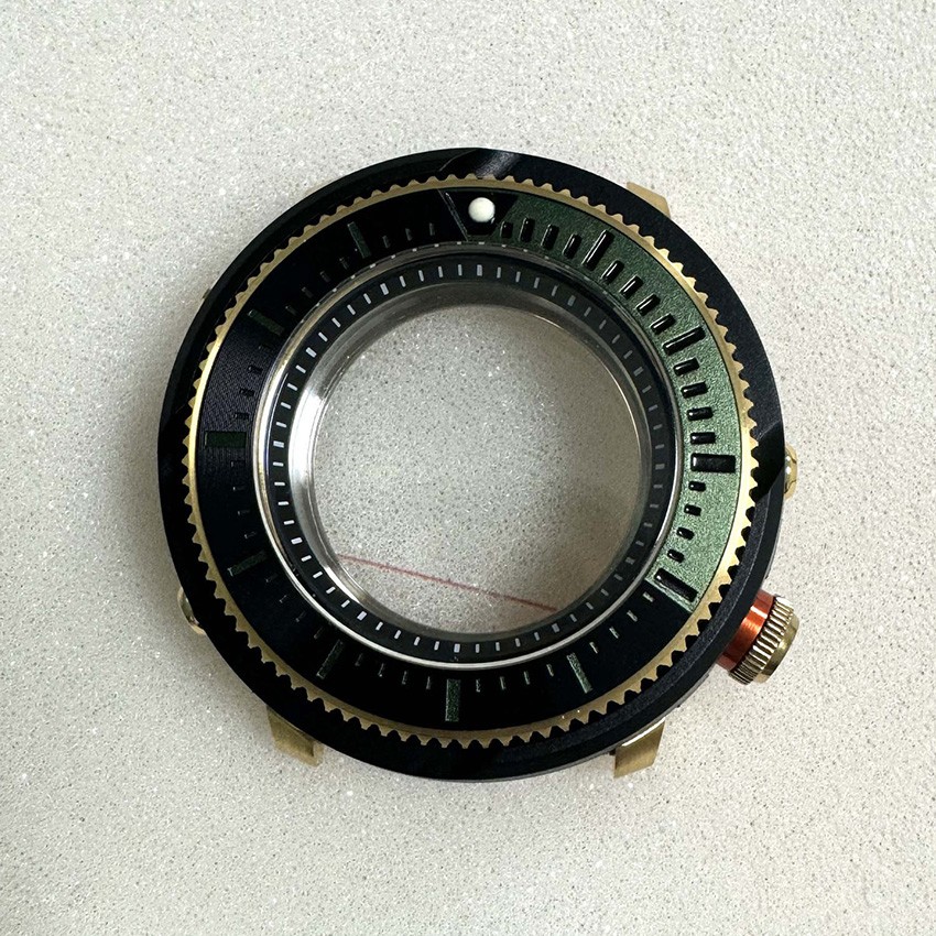 For NH35 Movement 45mm Stainless Steel Mineral Glass Cover Black Watch Case