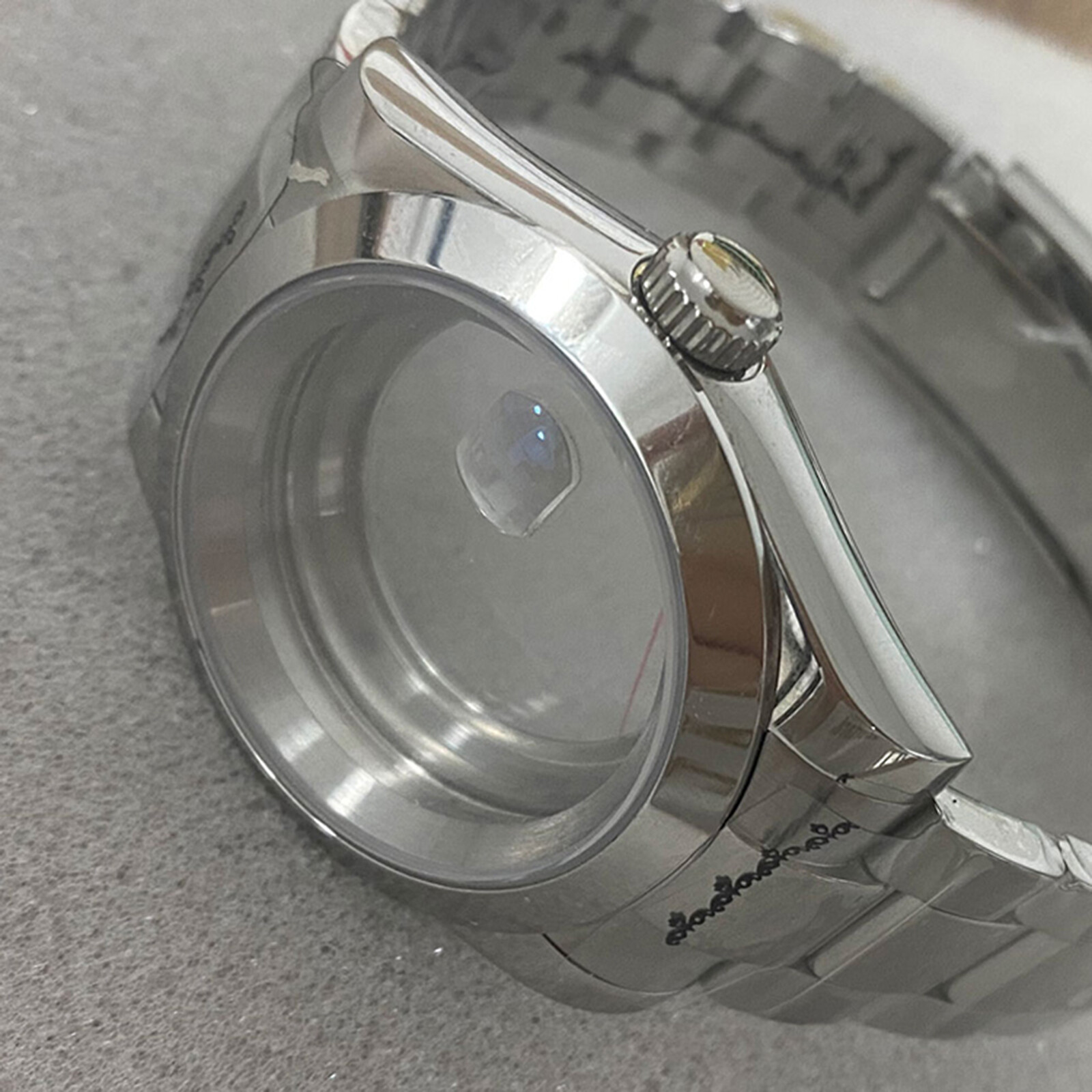 39MM Oyster AK Sapphire Glass Steel Watch Case + Strap for NH35/36 Movement Part