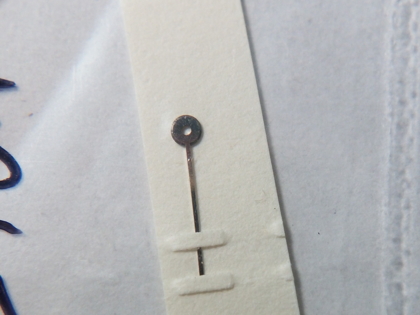 Piaget 9P watch hands (hour + min), white, (hour length approx 4.3mm from bottom