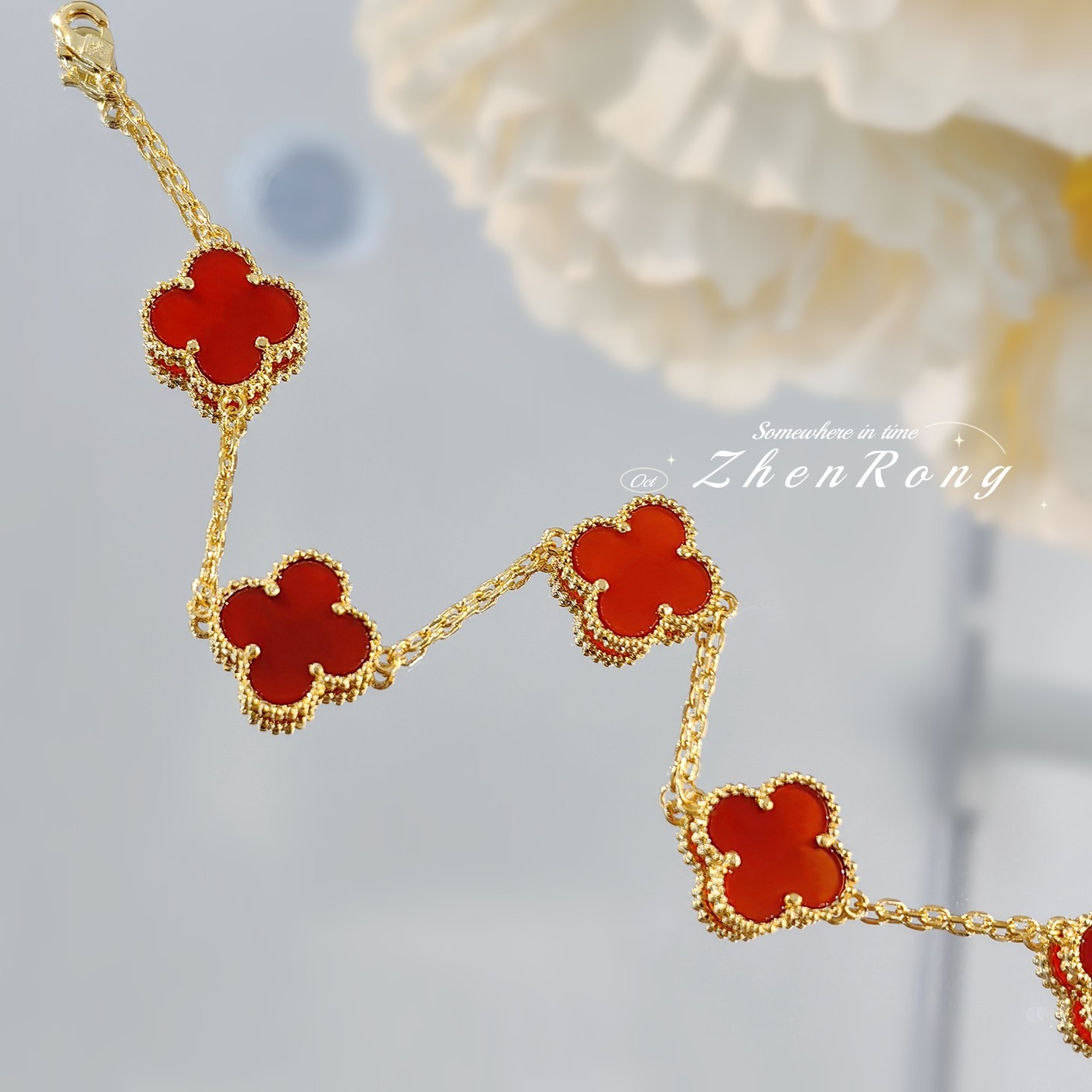 Red & Rose Gold Plated Lucky Bracelet – 7.5″ Adjustable+ Gift Box Included