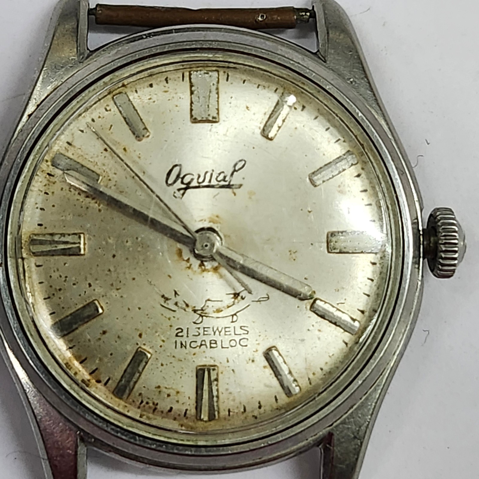 Ogival Mechanical Watch Case/Dial with Enicar 17J Movement – For Parts or Repair