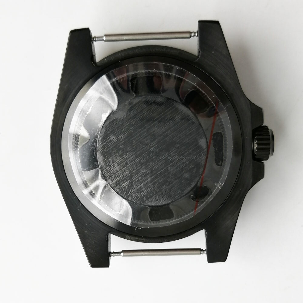 Fit NH35A 40mm Black Watch Case Gold Bezel Flat Sapphire Glass Jubilee Strap