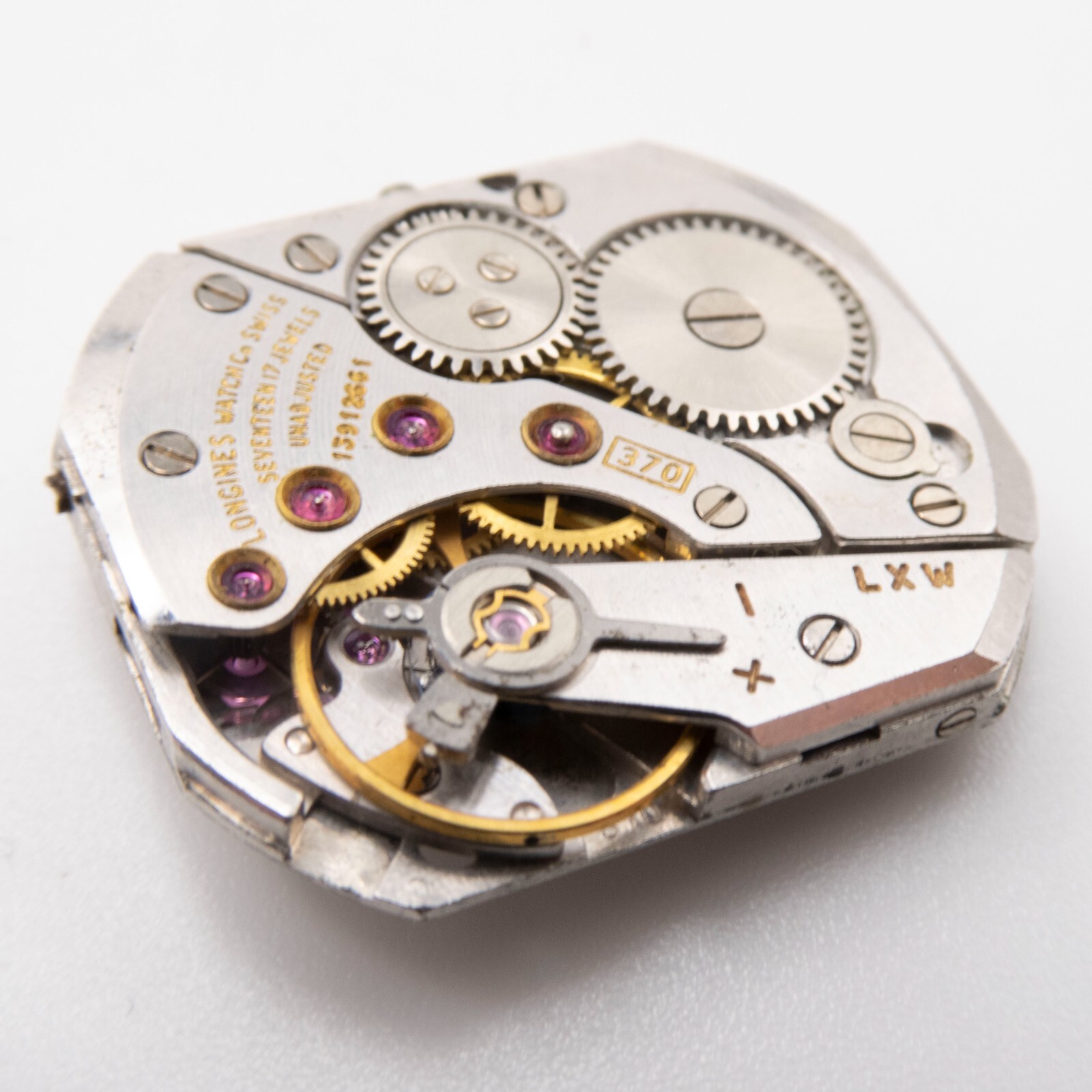 Partial Vintage Longines Caliber 370 17-Jewel Wristwatch Movement, Parts