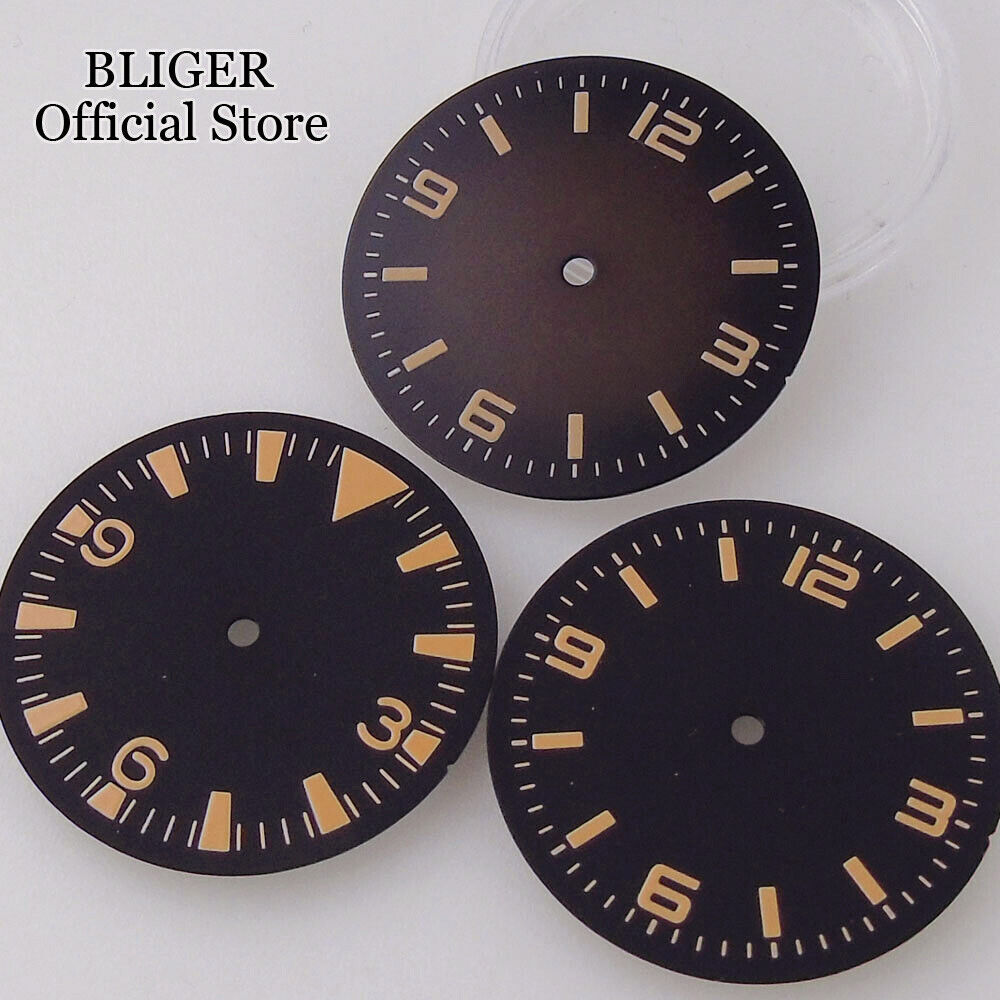 31mm Vintage Black Brown Watch Dial Face Lume Set Fit NH35 NH38 ETA 2824 PT5000