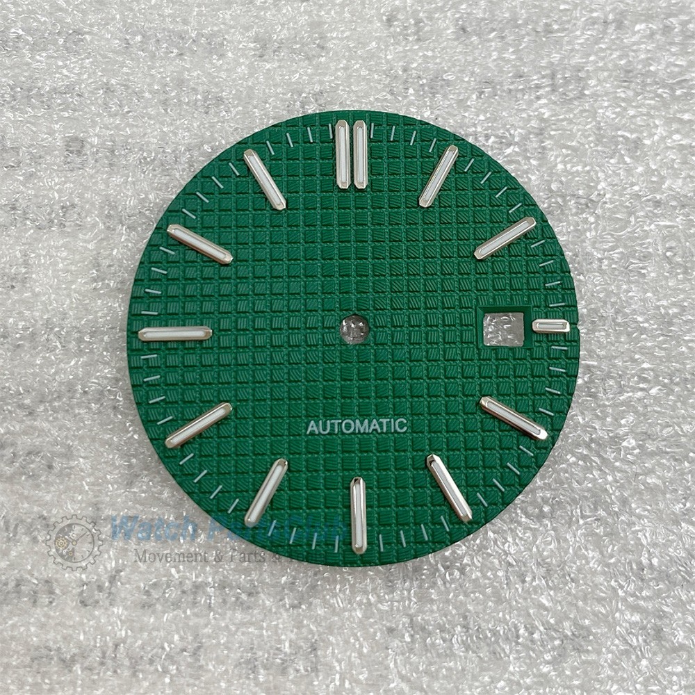 31.8mm Grid Green Luminous Calendar Watch Dial Fit NH35 NH36 Movement