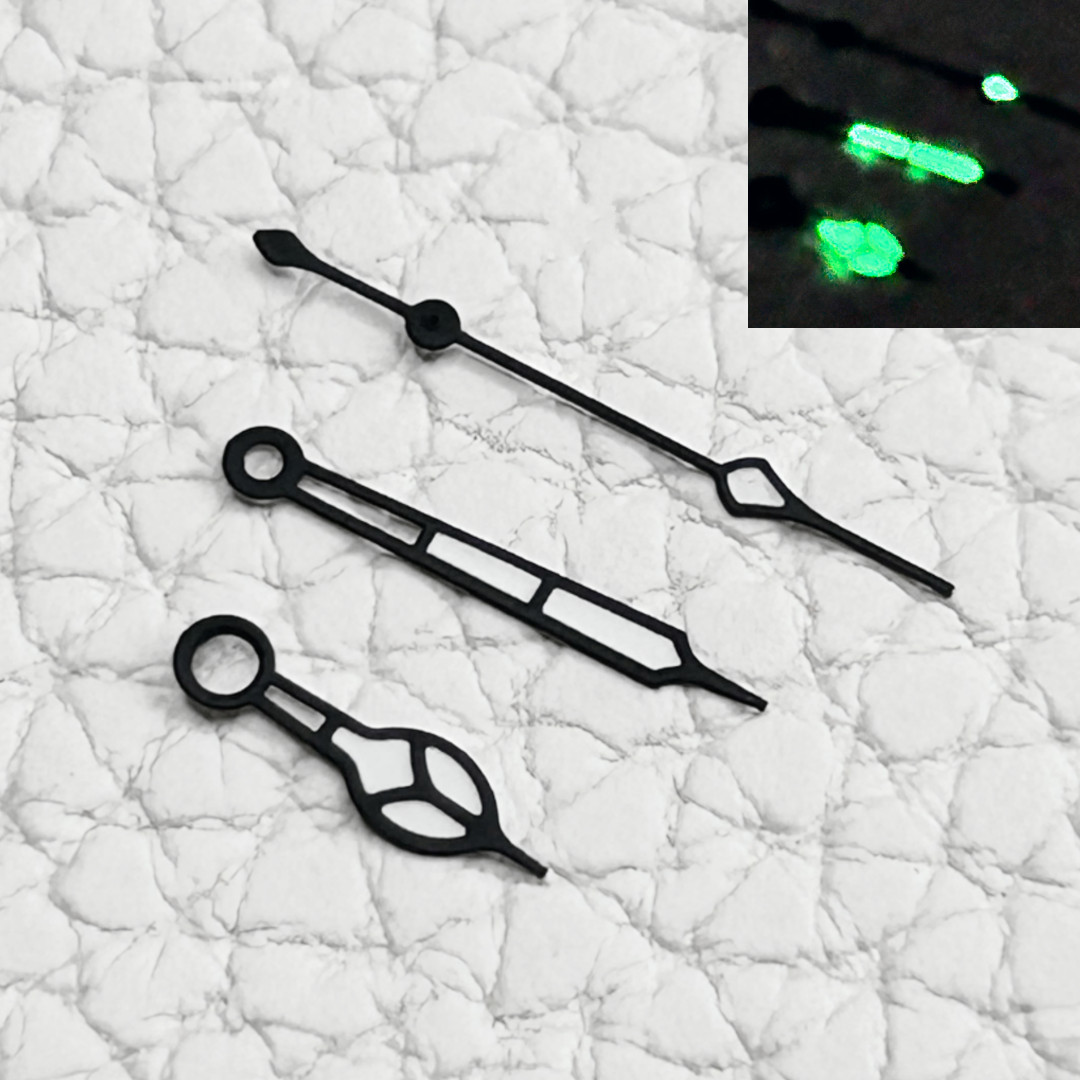 Black “CATHEDRAL” Hands Fits NH35,NH36,7s26,7s36, 7002 Green luminous Mod Parts