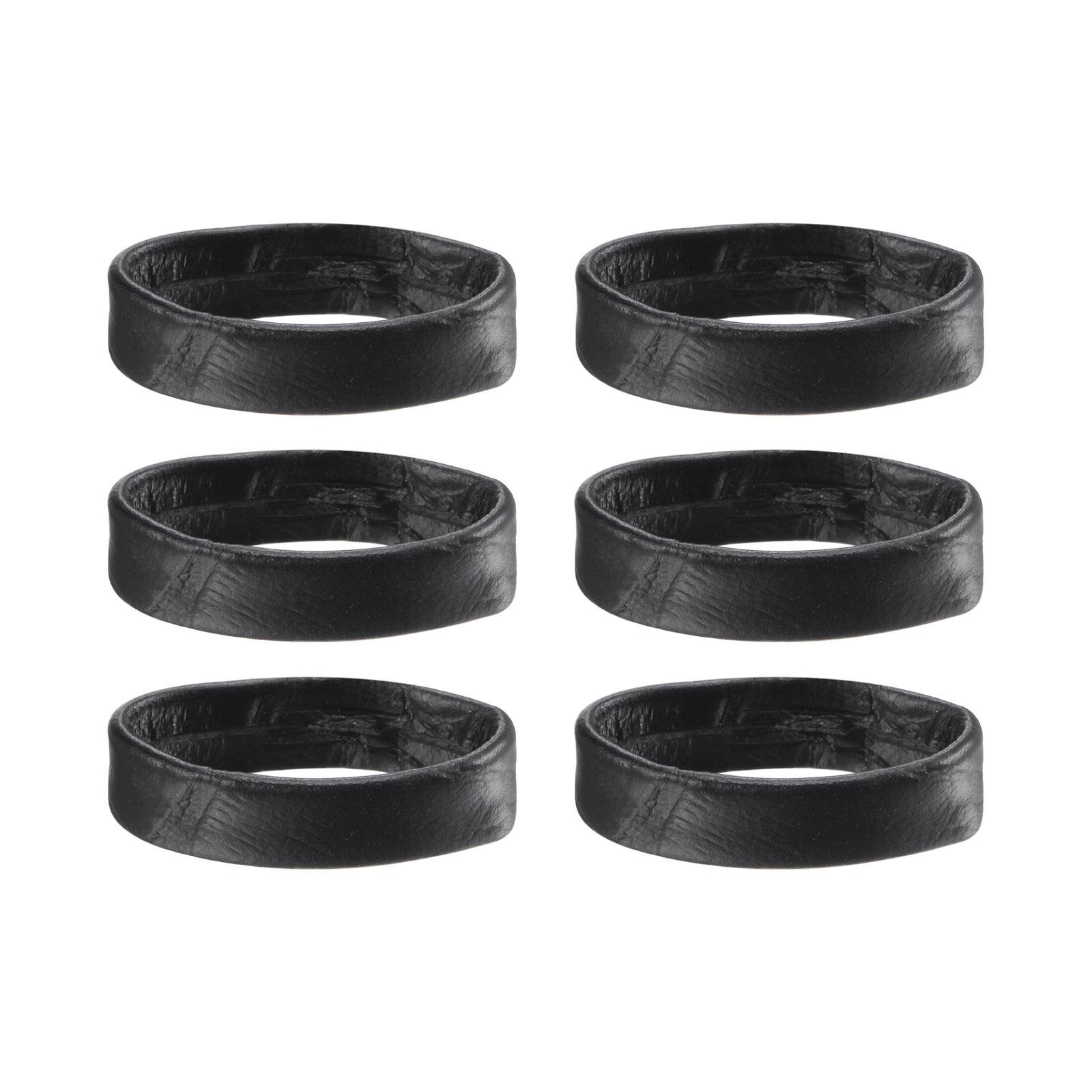 6 Pcs PU Leather Loops Retaining Ring for 19mm Width Watch Band, Black