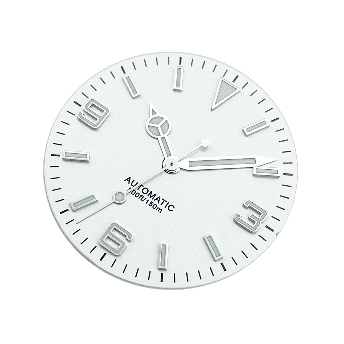 28.5mm Explor Style Watch Dial Black White with Hands Set NH38A BGW9 No Date