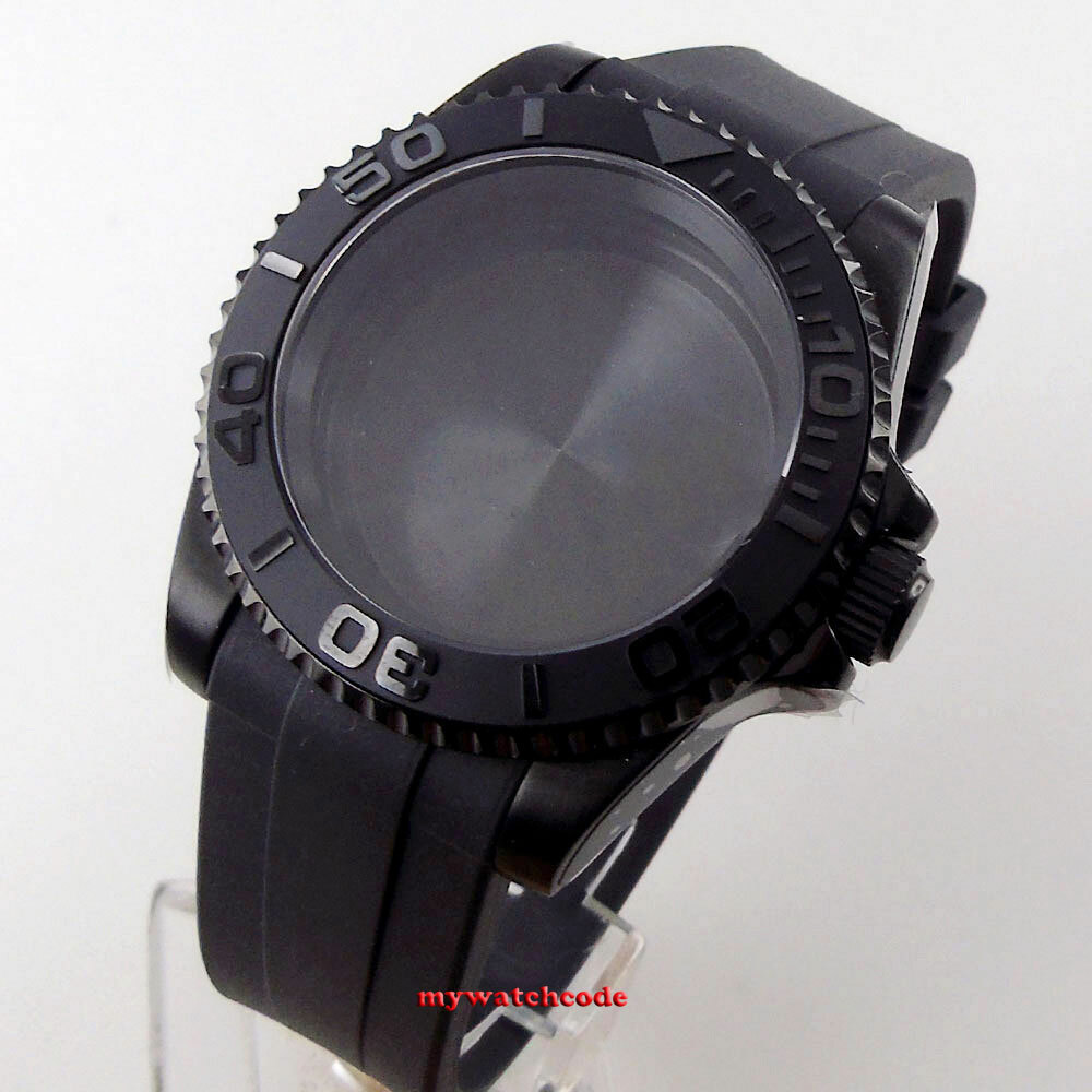 40mm Black Yatch Ceramic Bezel Sapphire PVD Watch Case Fit NH34 NH35 2824 8215