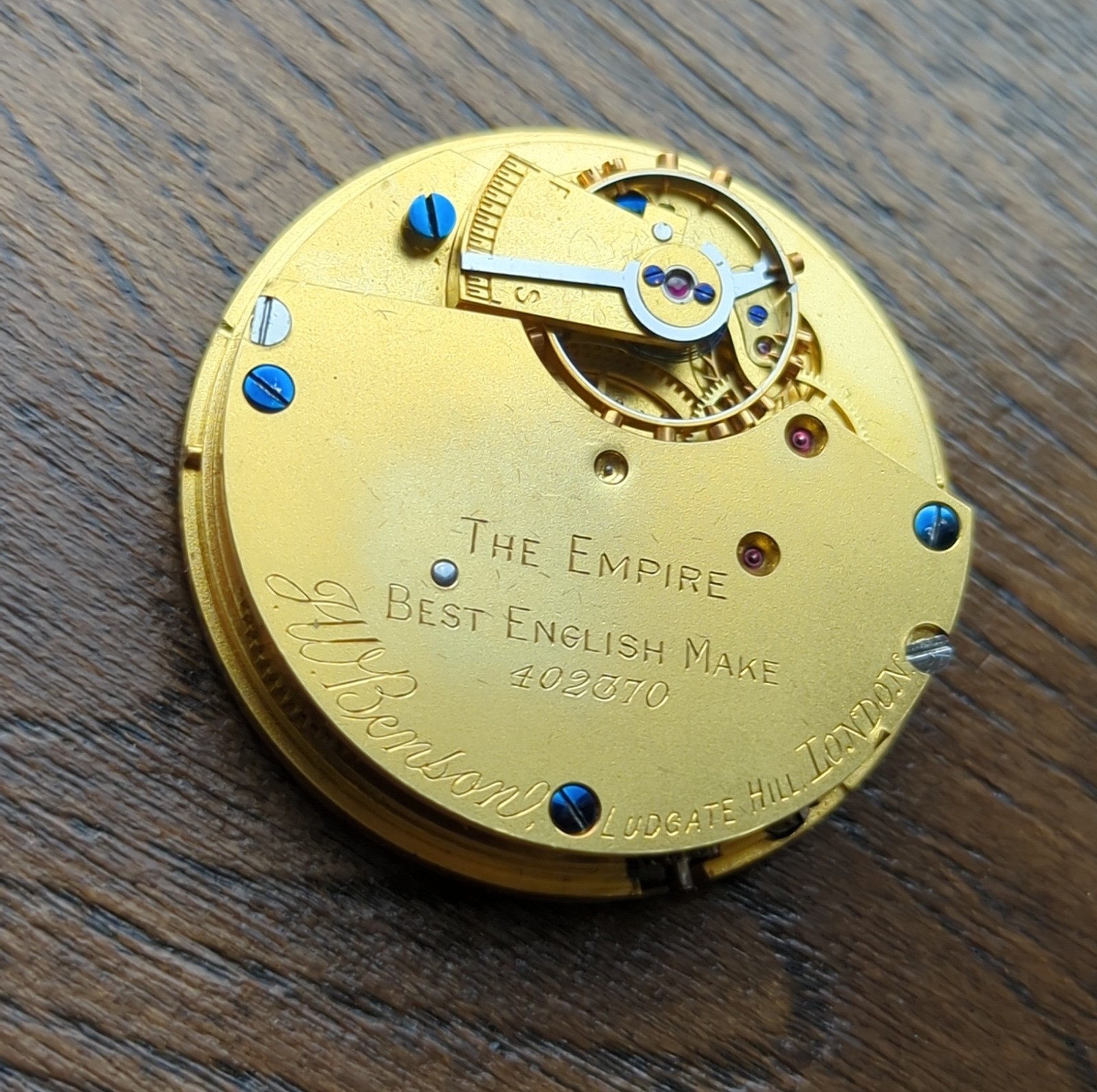 JW Benson “The Empire” Best English Make Working Pocket Watch Movement (AS52)