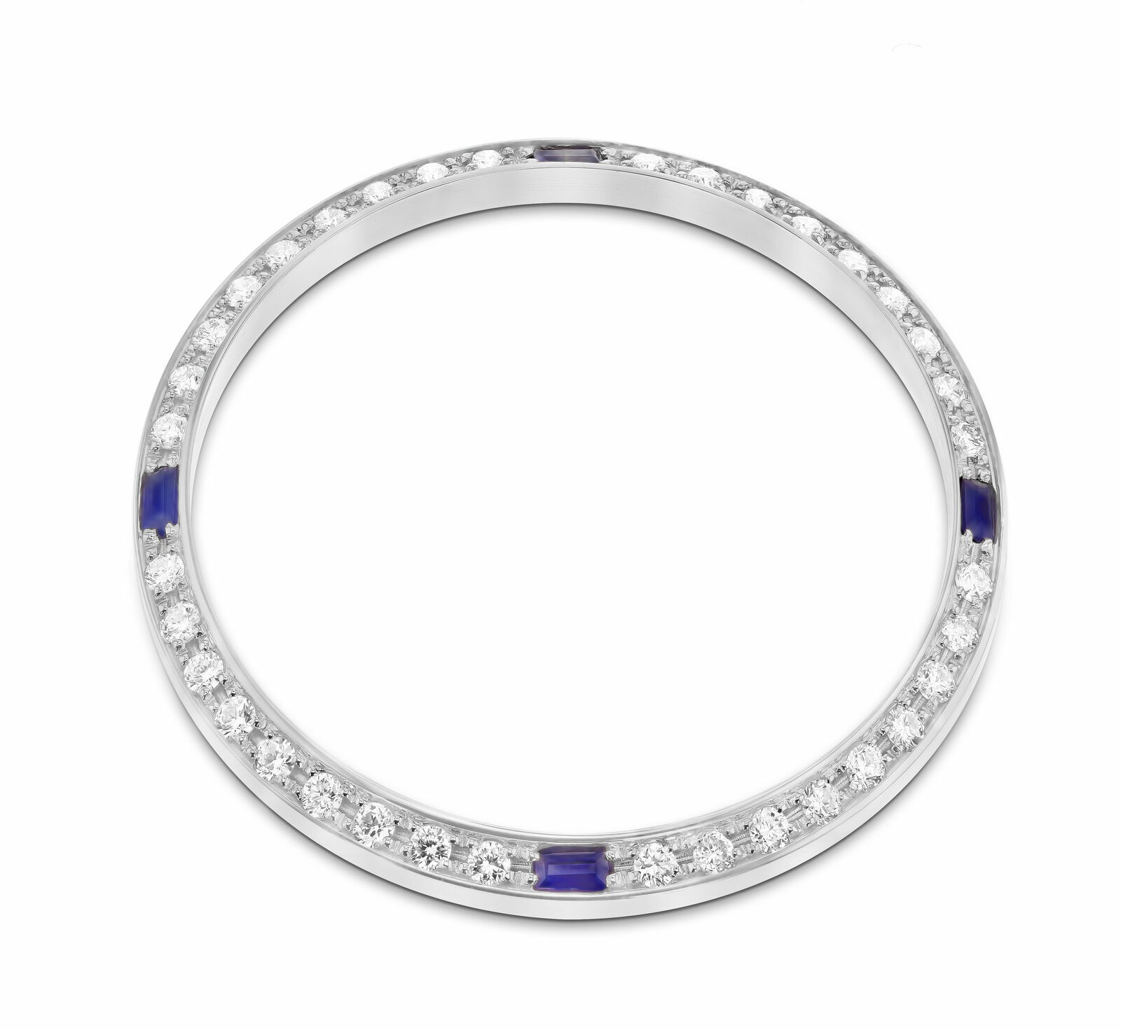 1CT NATURAL DIAMOND BEZEL BEAD SET 18KW FOR ROLEX DATEJUST WITH 4 SAPPHIRES