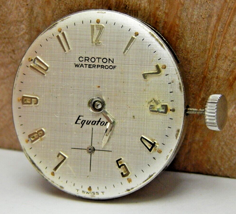 Vintage Croton Equator V37 B4804 men’s wrist watch movement with dial & crown