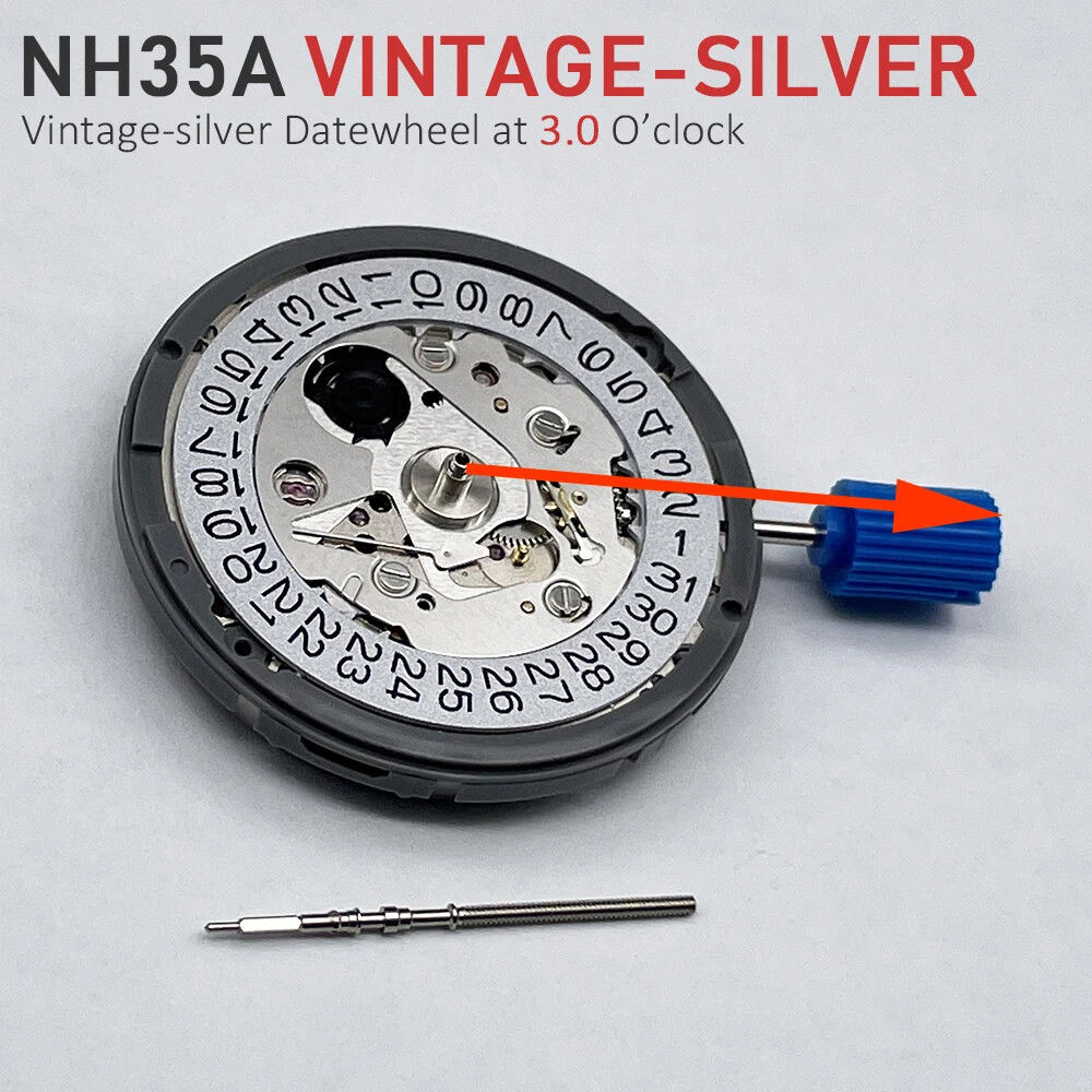 Genuine Mechanical Movement Modified Mechanism Black/Blue/Vintage-Silver Disc