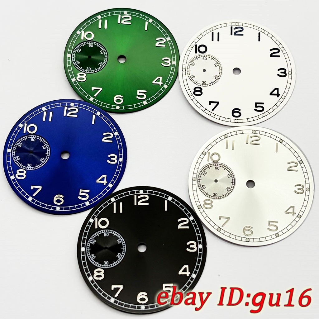 37mm Sunburst Watch Dial With Green Night Light FIt ETA6497 ST3600 Movement