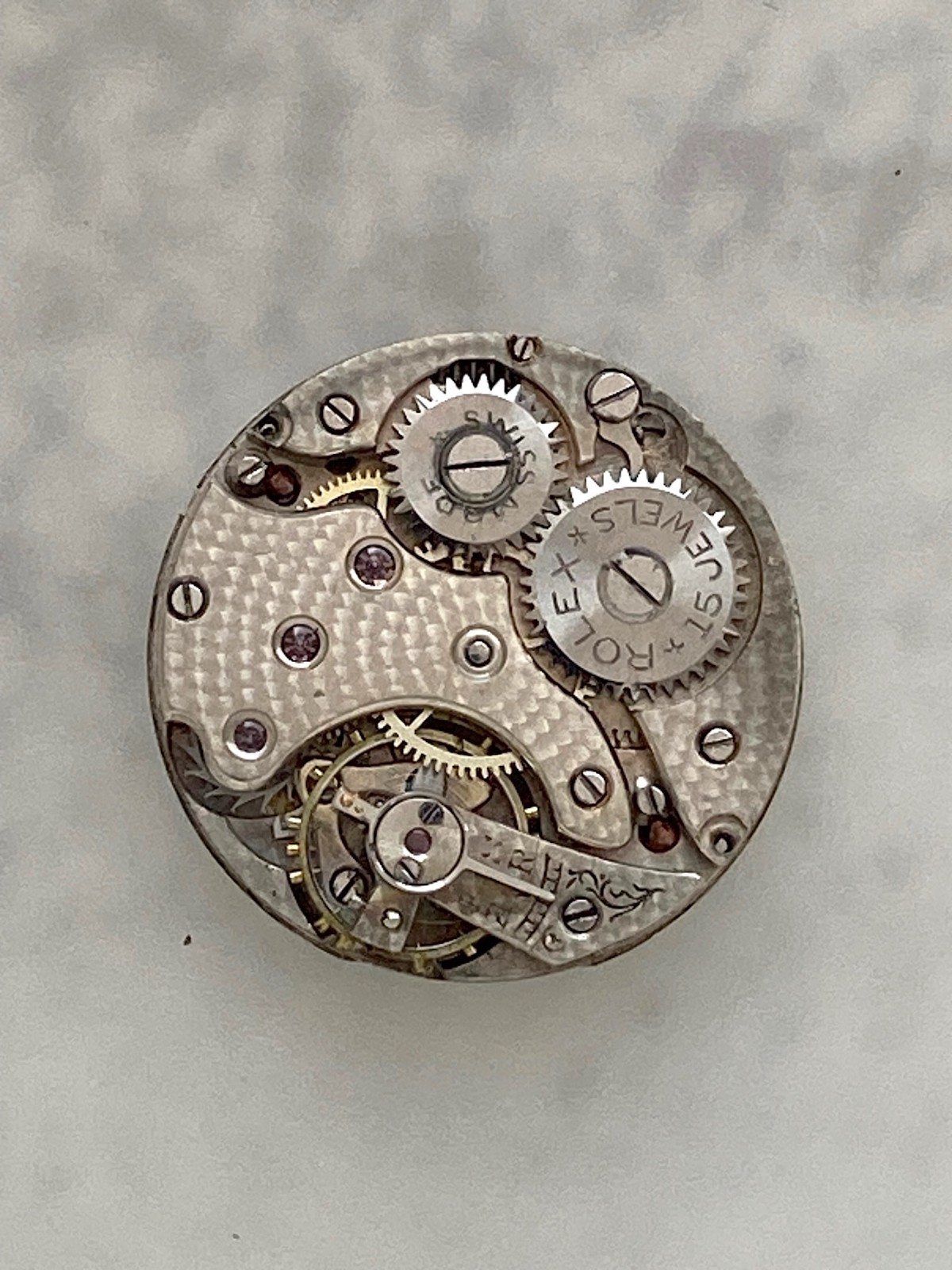 A Fine Rolex Rebberg 15 Jewels Movement with Guilloche Dial and Hands