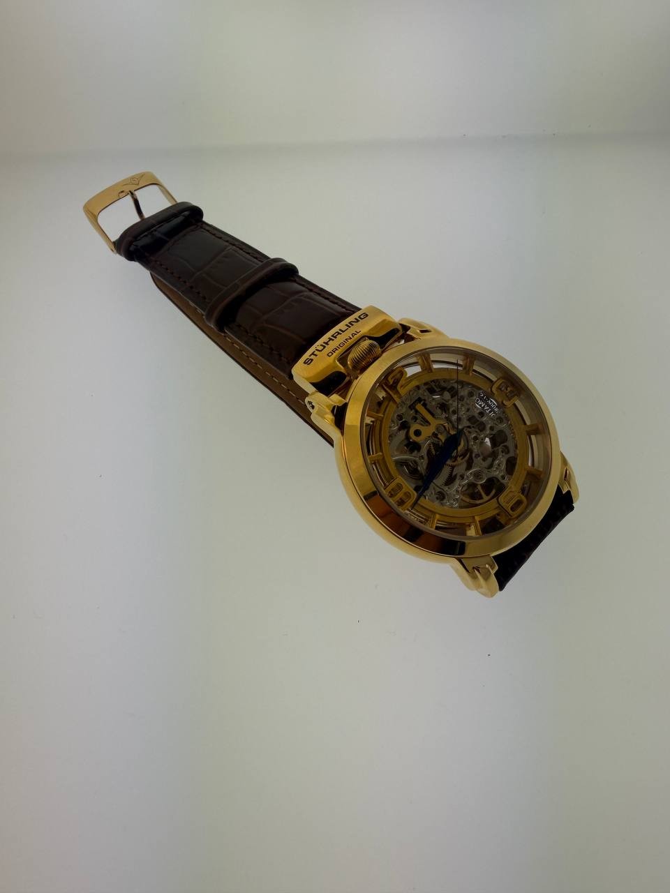 Stuhrling Original Skeleton Automatic Mens Watch ST-90089 Gold Tone