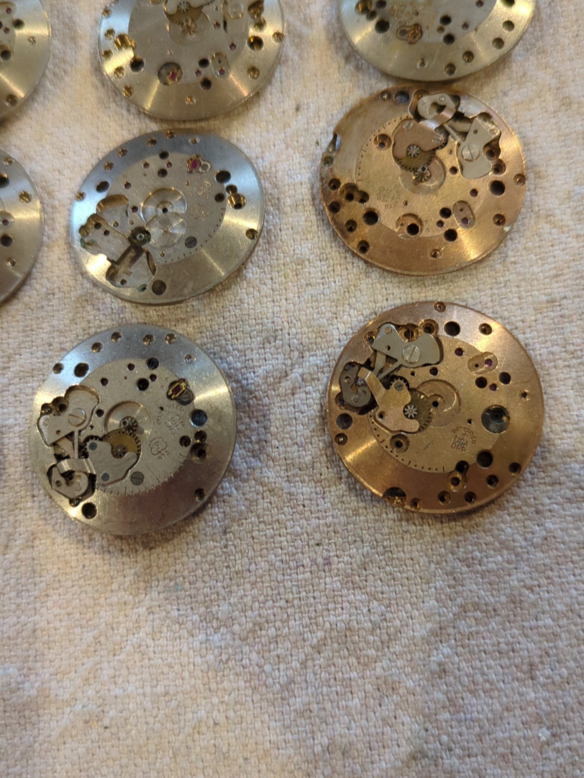 Lot Of 21 Assorted USA DRP Vintage Watch Movement Parts For Repair. See Pictures