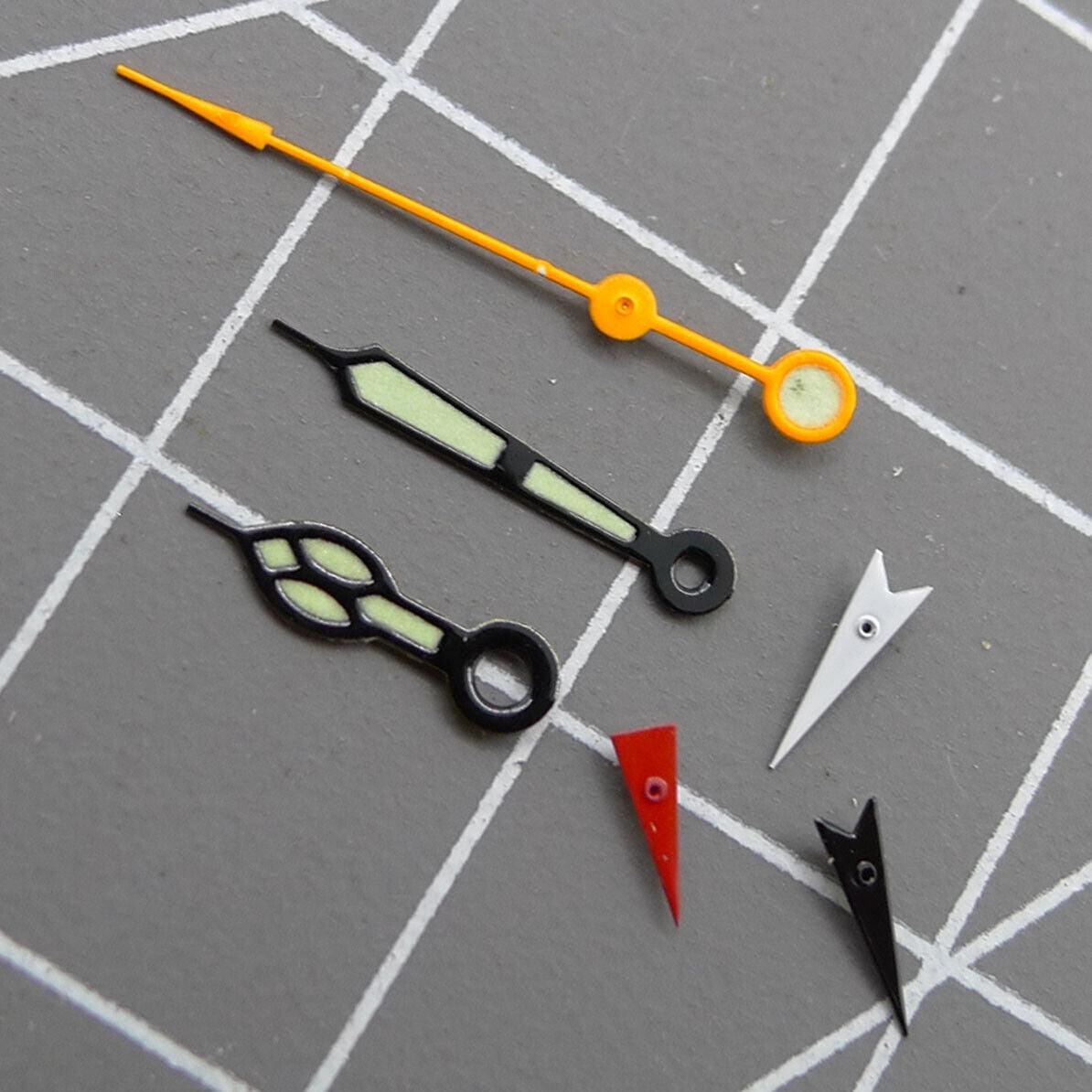 2 Sets Green Luminous Black Trim Orange Second Watch Hands for Miyota 0S80