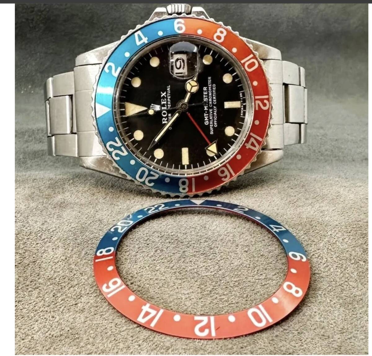 Rolex GMT-Master 1675 R99 Aftermarket Bezel Insert Vintage Faded Style 37.8mm