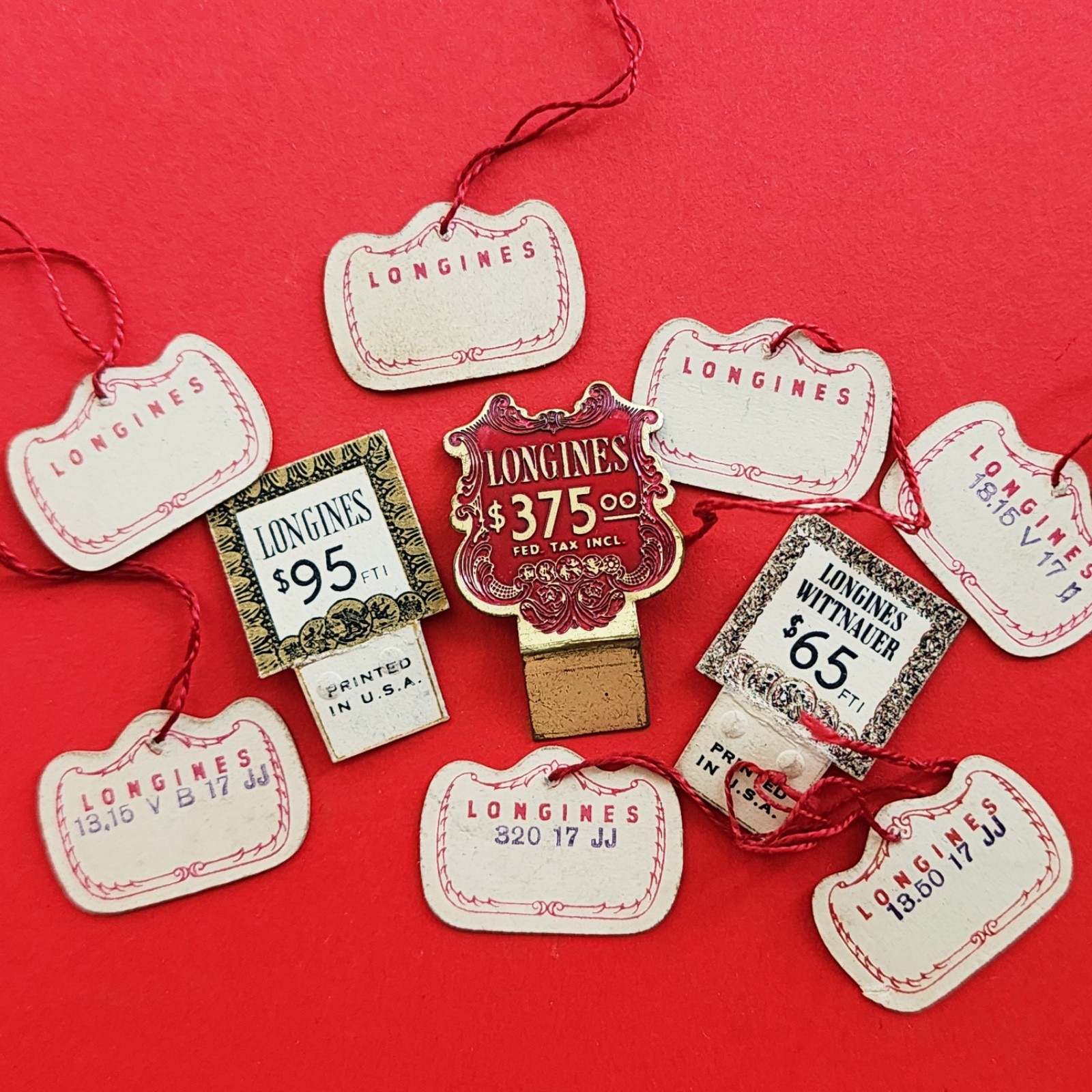 Longines Watch Hang Tag Lot Vintage Display Store