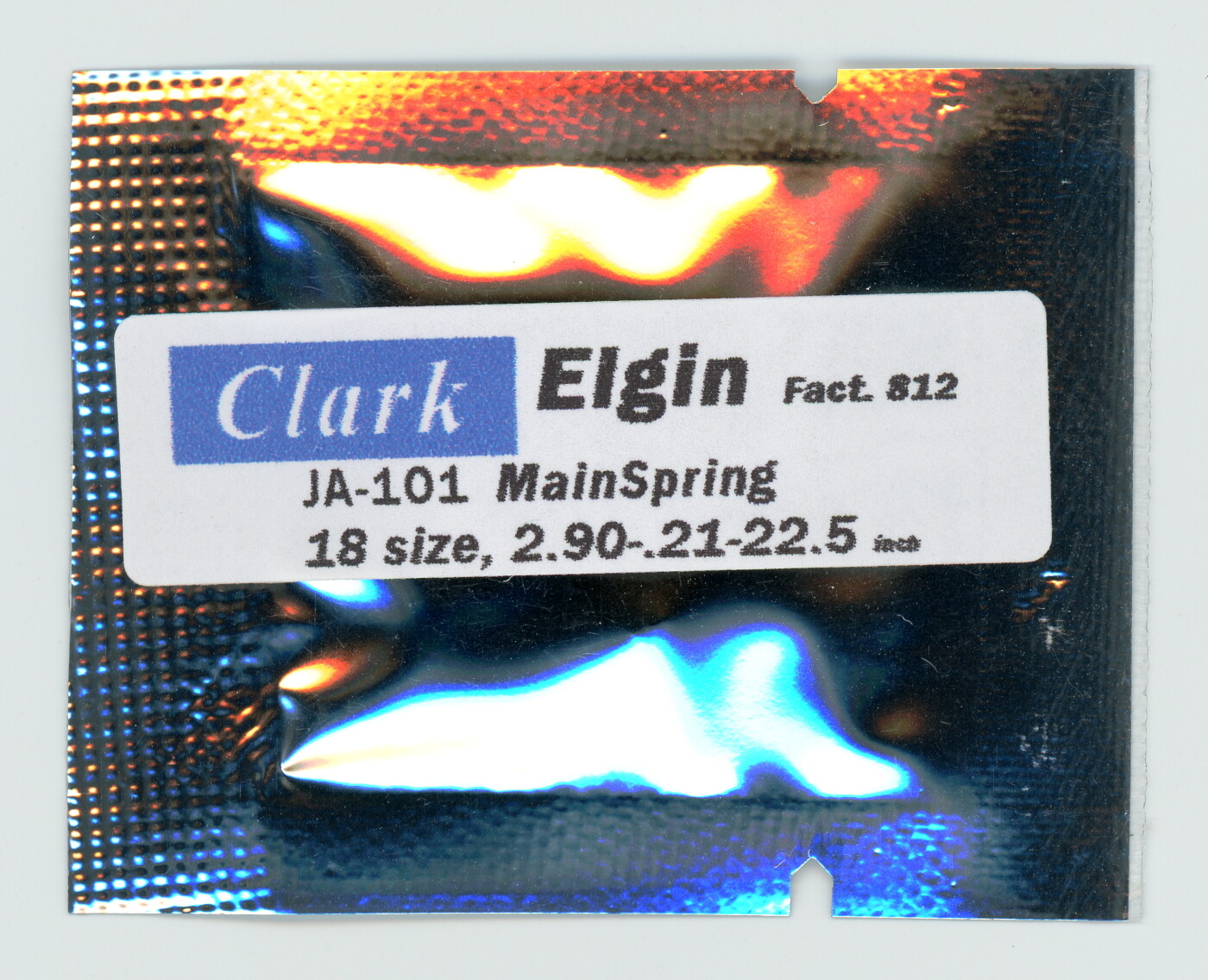 Elgin 18 size JA-101 DBH Mainspring Factory # 812 “CLARK”
