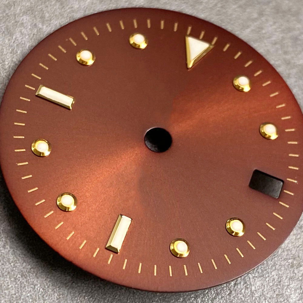 NH34A 29mm Sunburst Brown Watch Dial Gold Hand fit NH34 GMT Accessories Parts