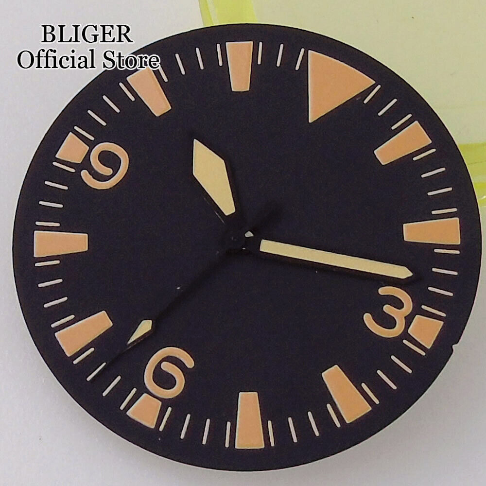 31mm Vintage Black Brown Watch Dial Face Lume Set Fit NH35 NH38 ETA 2824 PT5000