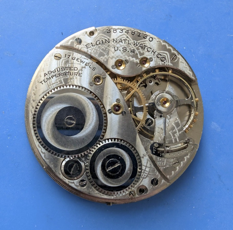 VINTAGE 12 SIZE ELGIN GRADE 495 POCKET WATCH MOVEMENT NOT RUNNING
