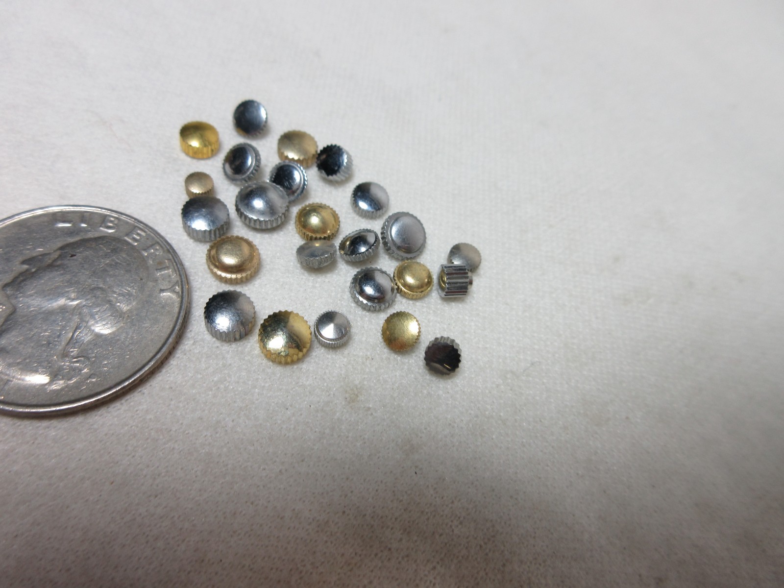 LOT OF 24 WATCH CROWNS WATCHMAKERS PARTS ASSORTED LOT SOME GOLD FILLED PLATED
