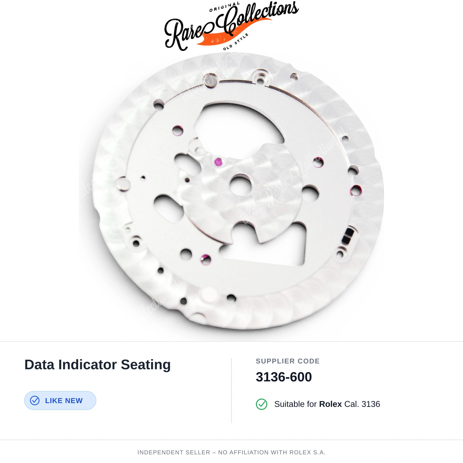 Data Indicator Seating for Rolex (cod. 3136-600) — Excellent Condition