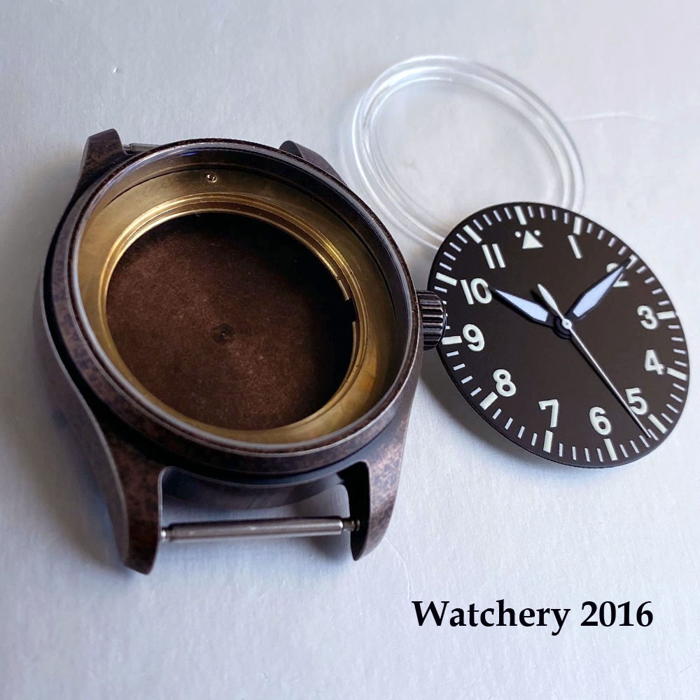 Tandorio 39mm Coated Bronze Pilot Vintage Watch Case Fit NH35 PT5000 Miyota 8215
