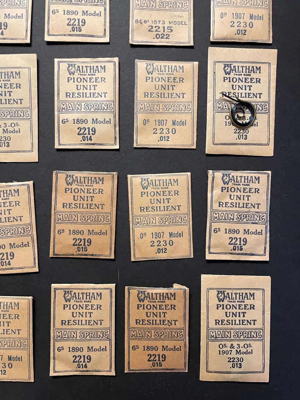 Bulk Pocket Watch Main spring Lot Waltham Pioneer 0s 6s NOS Mainspring 1890 1907