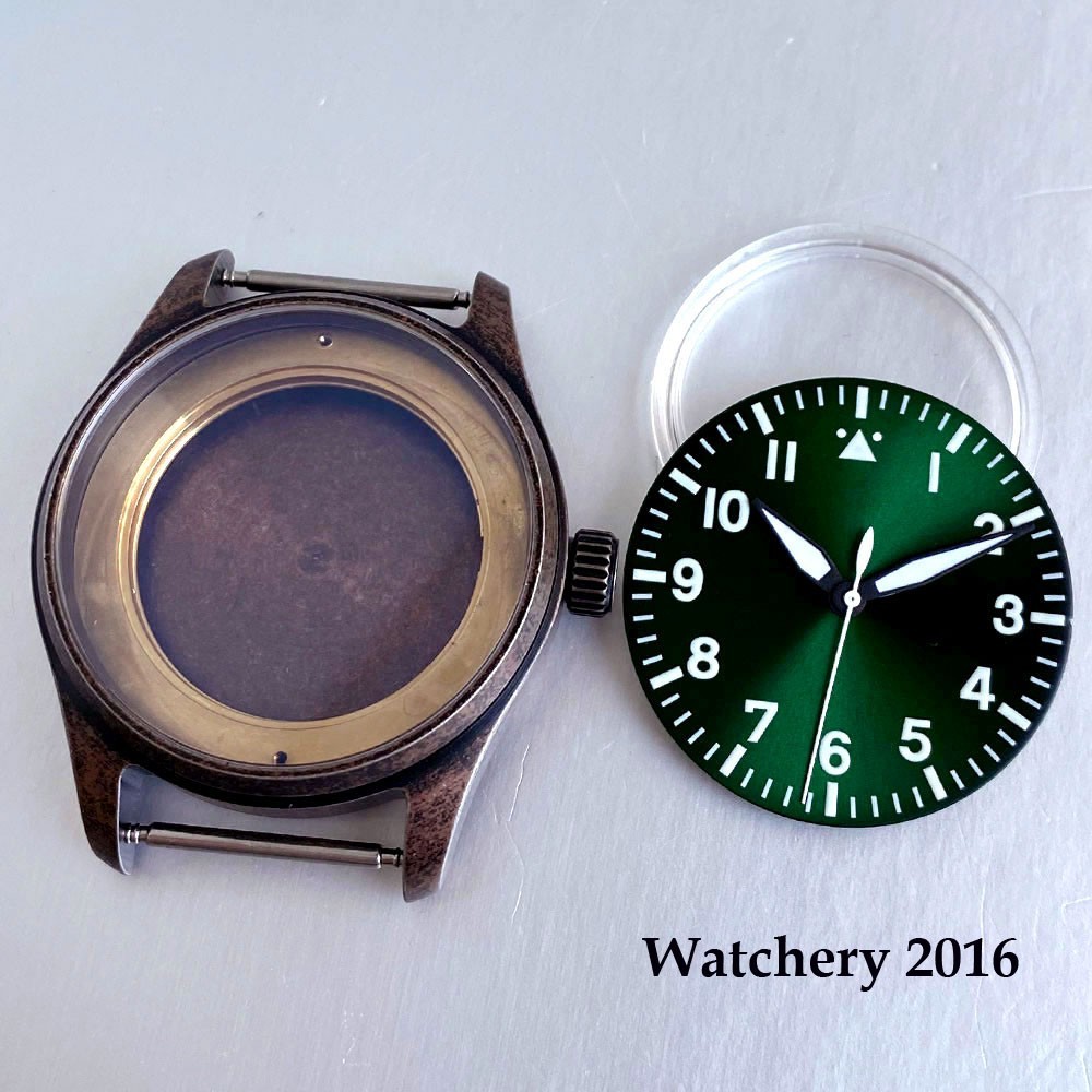 Tandorio 39mm Coated Bronze Pilot Vintage Watch Case Fit NH35 PT5000 Miyota 8215