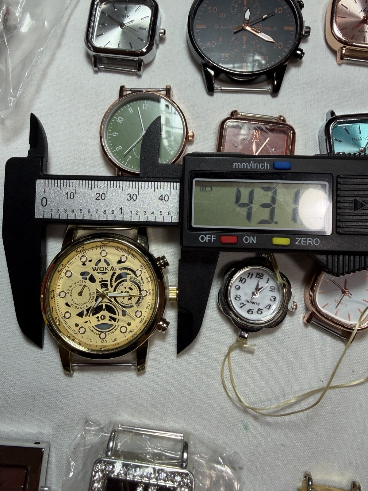 Watchmaker Lot 85 Watch Heads Cases Quartz Parts Repair Silver Spoon Geneva