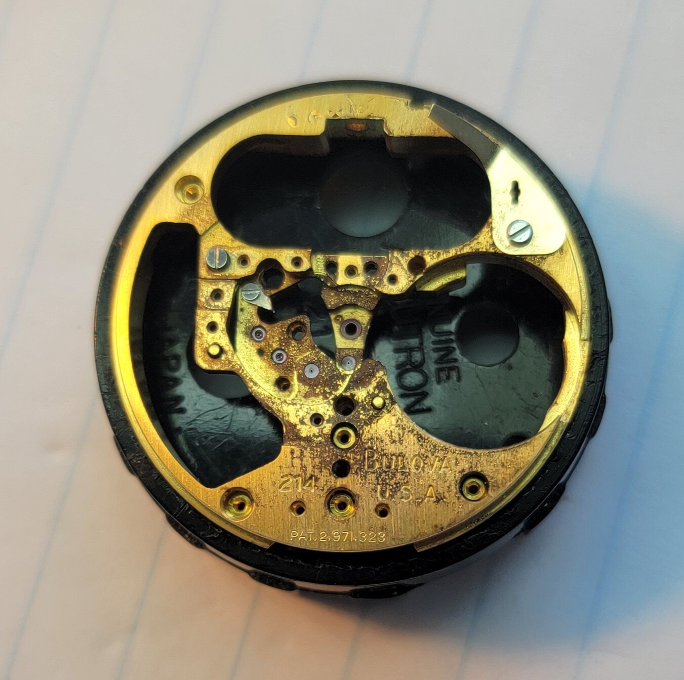 Vintage Bulova Accutron 214 Part 709 Movement Pillar Plate USA N3H 1973