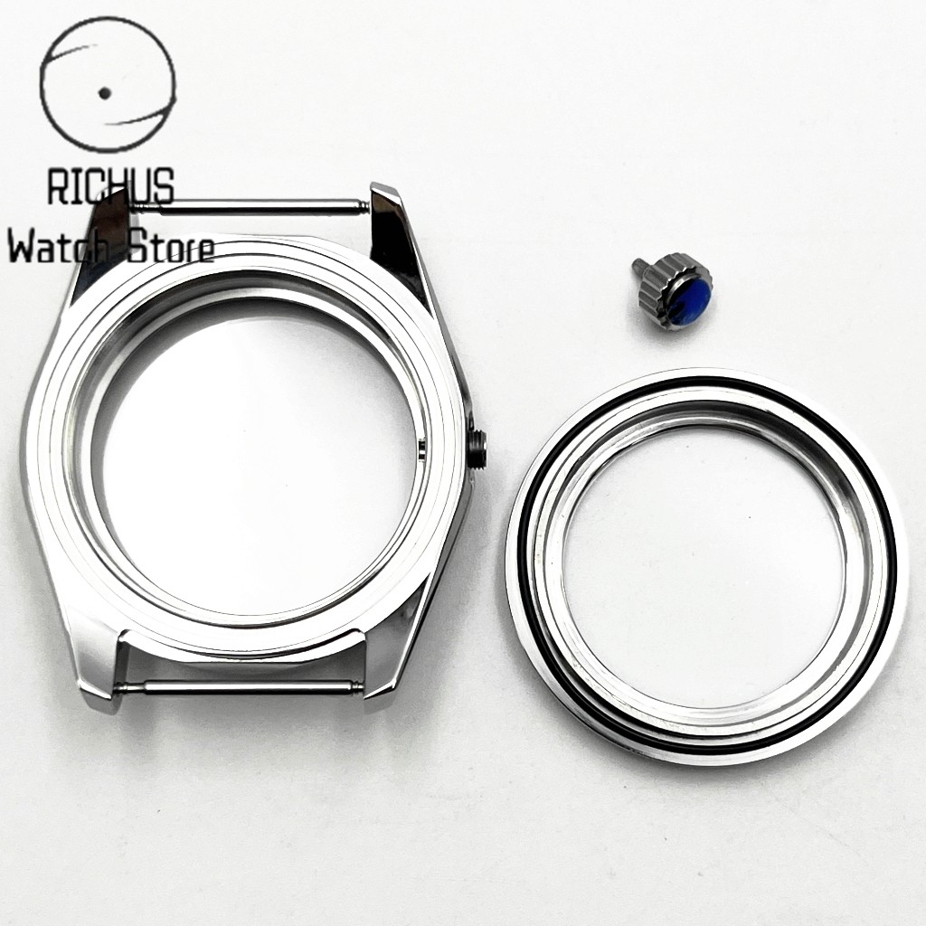 38mm Watch Case silver Sapphire Glass Fit NH35 NH36 ETA2824 Miyota8215 parts