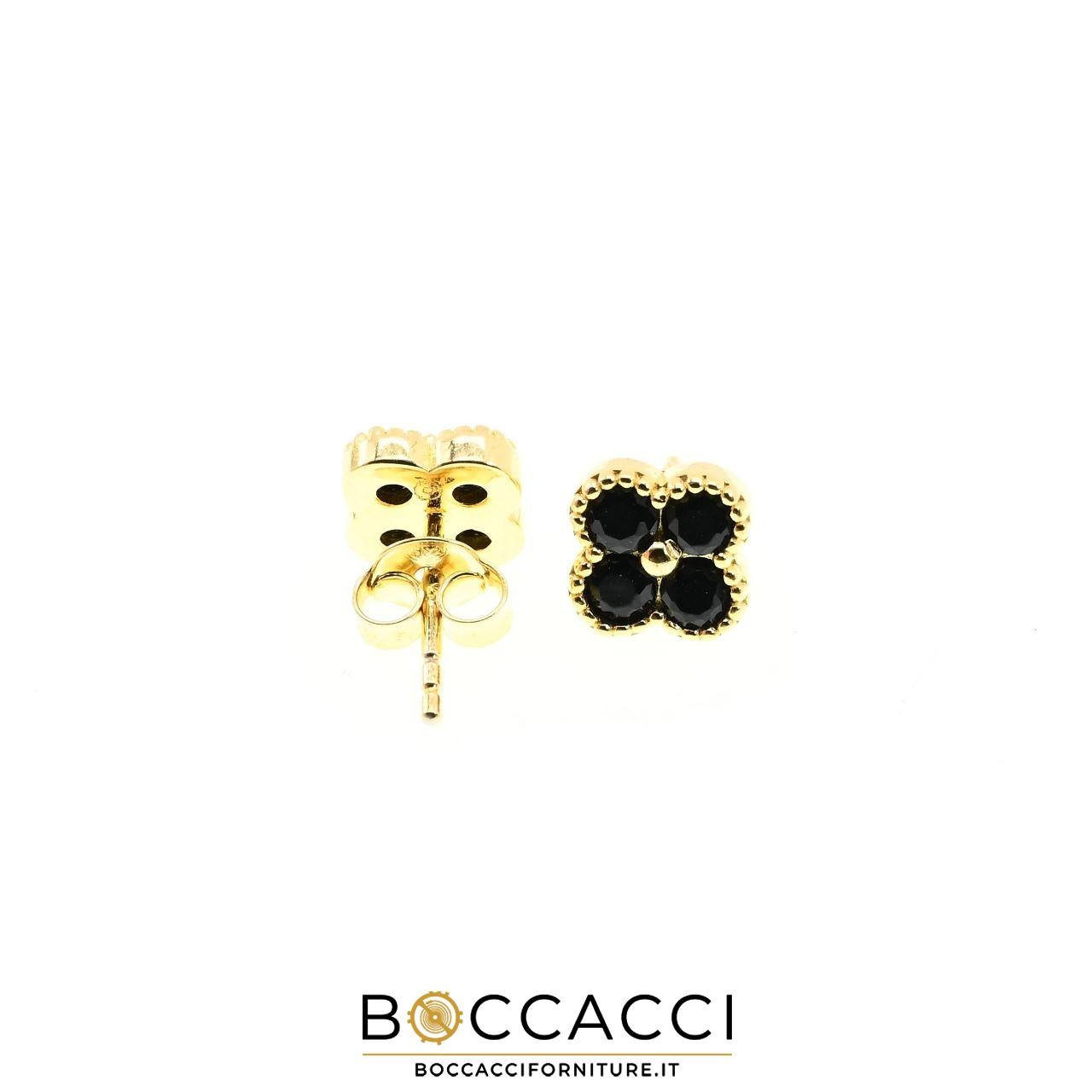 OROQUATTRO GROUP Silver Earrings With Black Gemstones (NEW)