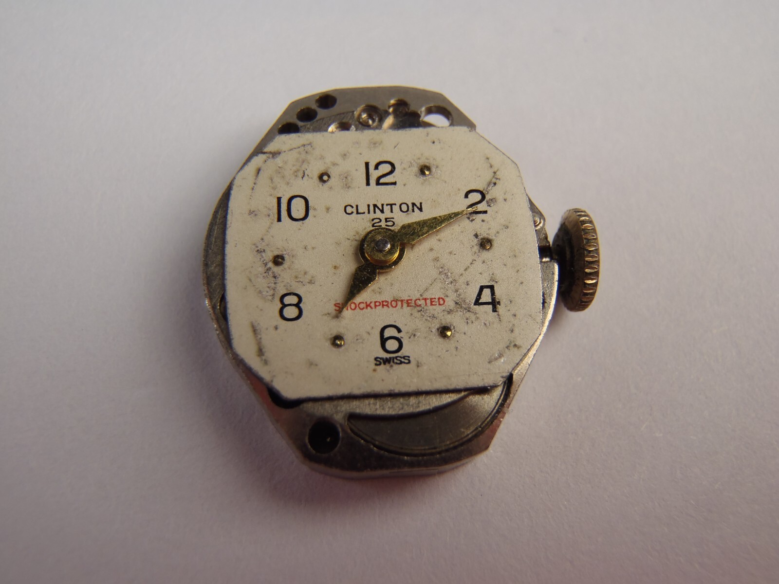 Clinton 25 Jewel Watch Movement Mechanical (Manual) 18mm x 15mm Balance Rotates