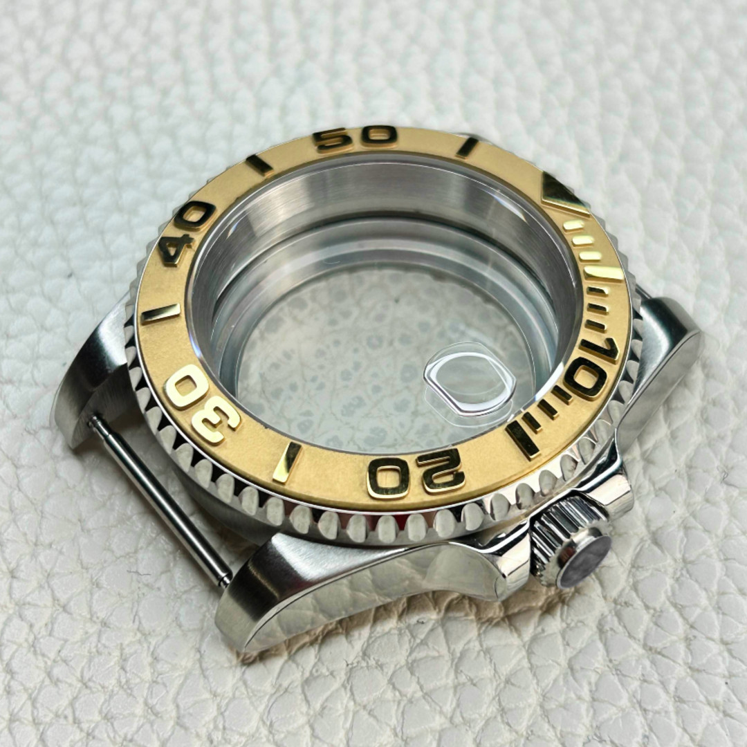 Watch Case 40mm Set Gold Ceramic Bezel For NH34 NH35 NH36 Steel Silver 20ATM Mod