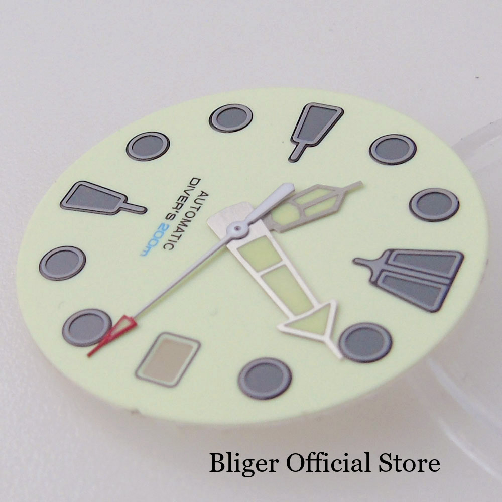 29mm MOD Beige Full Lume Watch Dial for NH35A NH36A Diver Watch Hand Set Parts