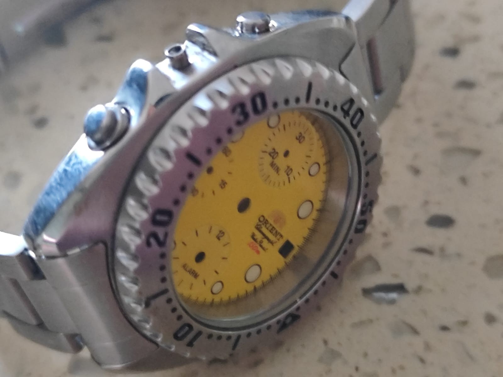Orient TD0D-000 Chronograph 150m Diver Parts CASE & bracelet & Yellow Dial NOS