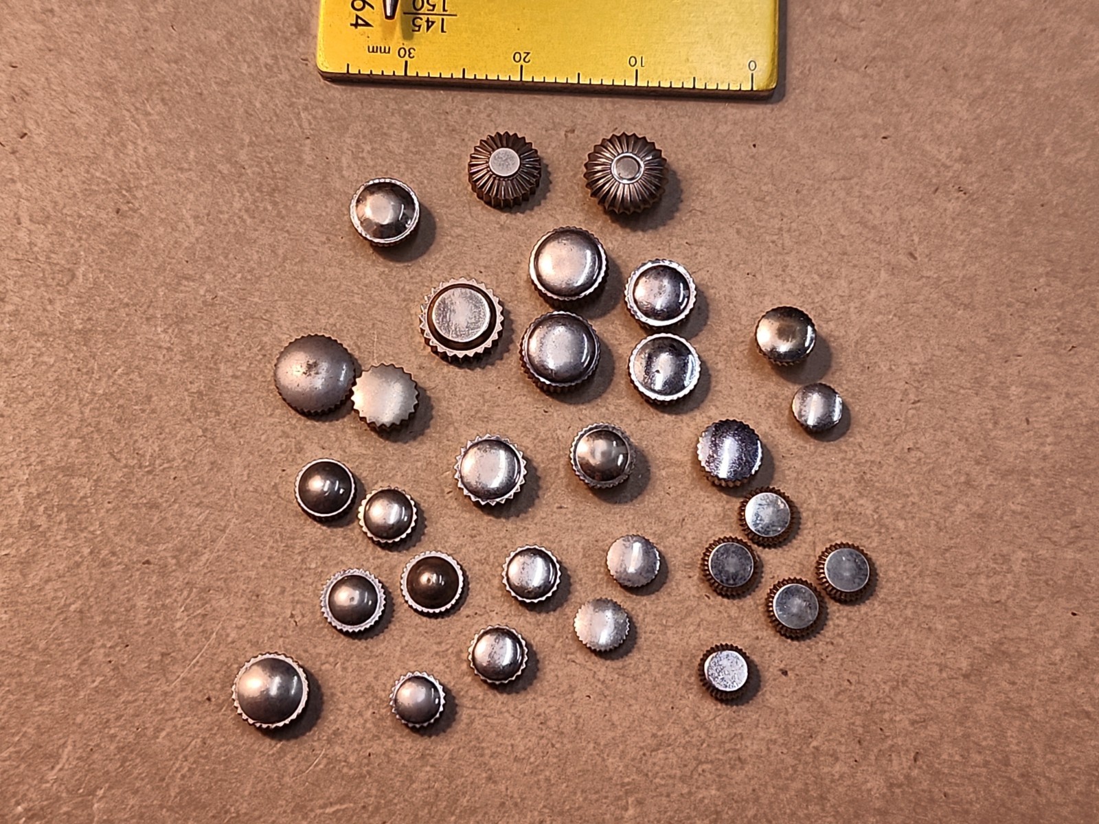 Lot Of 30 Mixed Vintage White GF, SS, & Chrome Pocket & Bracelet Watch Crowns