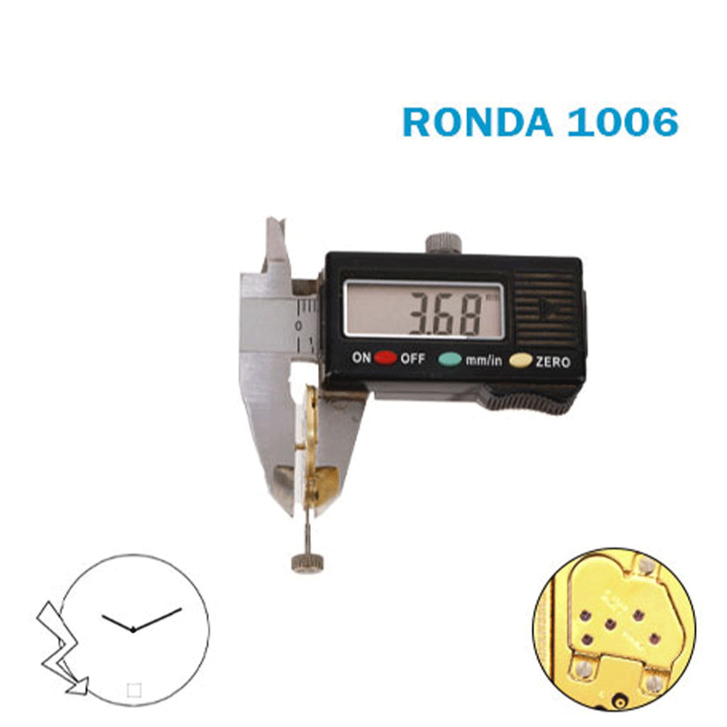 RONDA 1006 Swiss Watch Movement–2 Hands-White Disk At 6-0 Jewels-H:23.90.