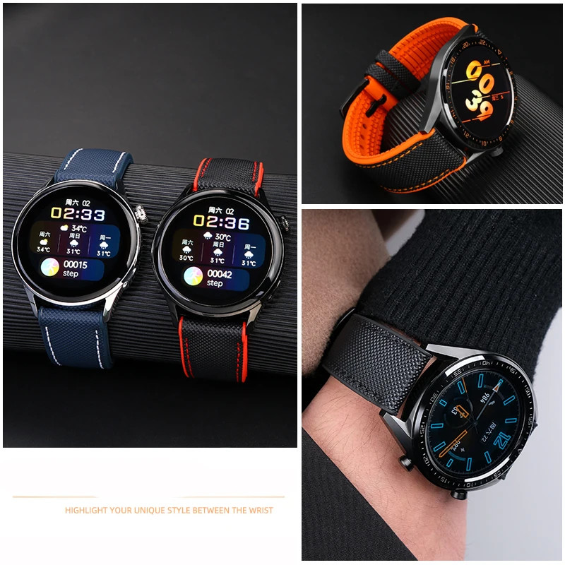 Nylon Rubber Watch Band Strap 19mm 20mm 21mm 22mm 23mm 24mm Multiple Colors