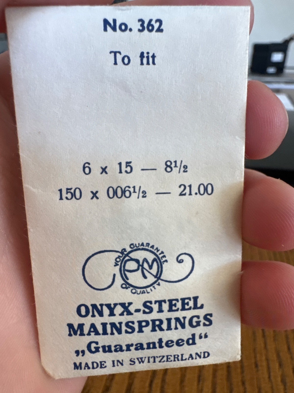 watch mainspring 6 x 15 – 8 1/2 #67