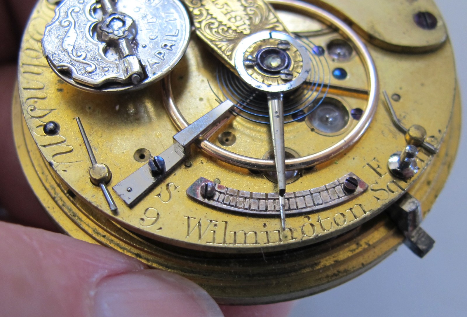 LEVER FUSEE -E.D. Johnson – London 1877 PocketWatch Movement – Winder Attachment