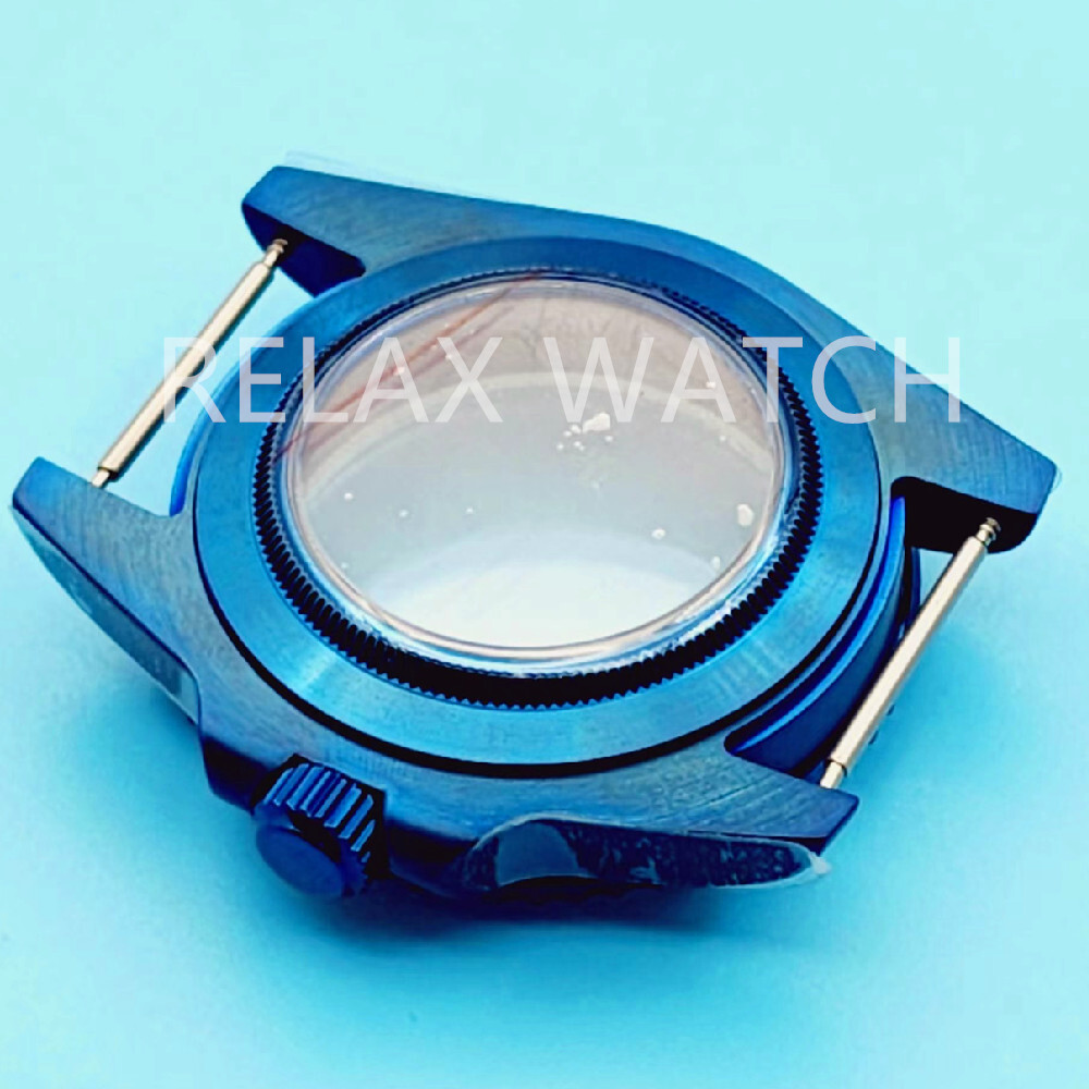 40MM PVD BLUE SS AR Sapphire Glass WATCH CASE FITS NH35 PT5000 ETA2824 Movement