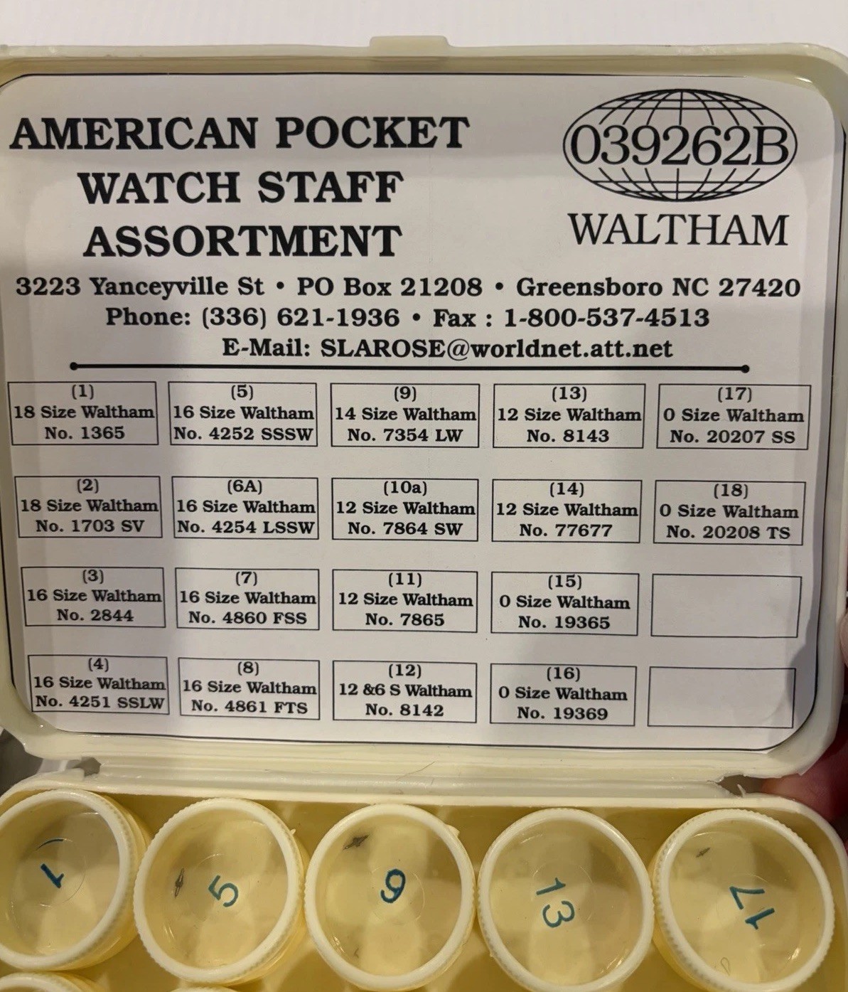 Vintage Waltham Pocket Watch Staff Assortment Watchmaker Parts Estate Lot NOS