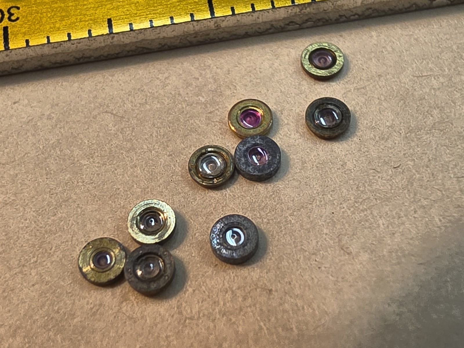 Lot Of 9 NOS Elgin 6s Pocket Watch Balance Hole Jewels-Diameters 2.10-2.13mm