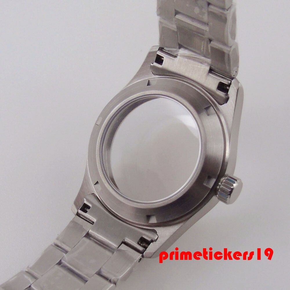 39mm Steel Pilot Watch Case+Bracelet Glass Back Dive Sapphire Fit NH34 NH35 NH36